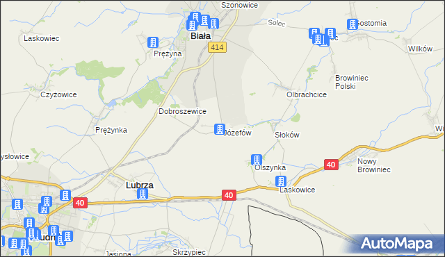 mapa Józefów gmina Biała, Józefów gmina Biała na mapie Targeo