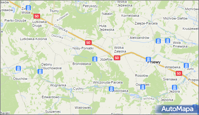 mapa Józefów gmina Pniewy, Józefów gmina Pniewy na mapie Targeo