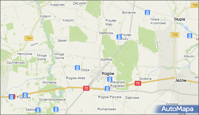 mapa Józefów gmina Rogów, Józefów gmina Rogów na mapie Targeo