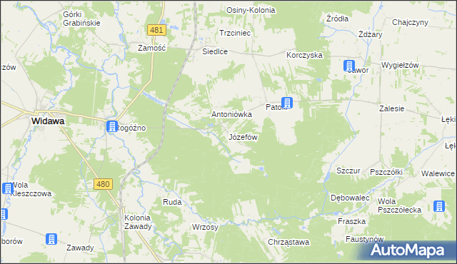 mapa Józefów Widawski, Józefów Widawski na mapie Targeo