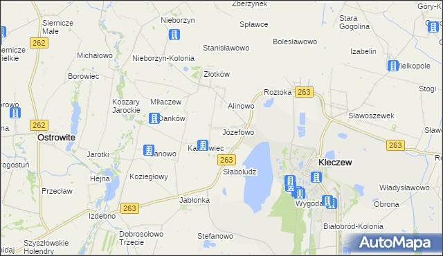 mapa Józefowo gmina Kleczew, Józefowo gmina Kleczew na mapie Targeo