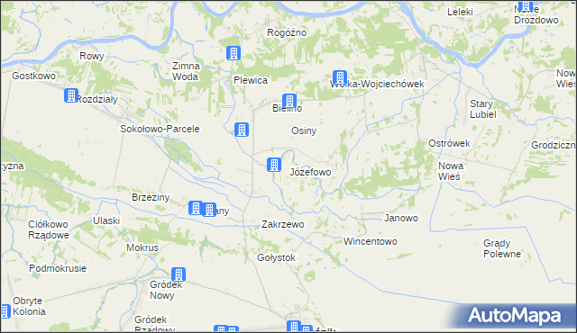 mapa Józefowo gmina Rząśnik, Józefowo gmina Rząśnik na mapie Targeo