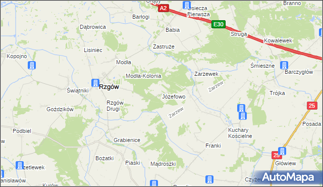 mapa Józefowo gmina Rzgów, Józefowo gmina Rzgów na mapie Targeo