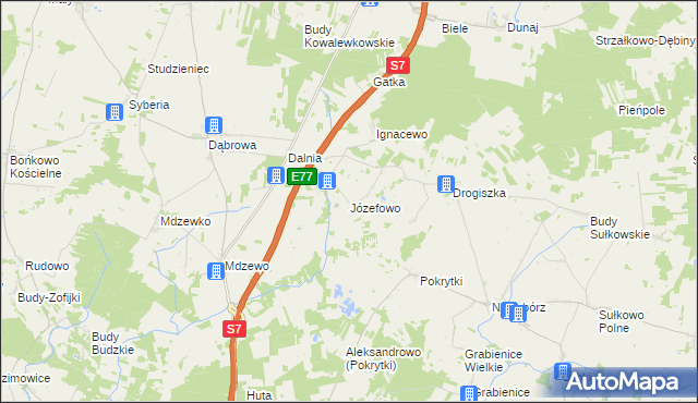 mapa Józefowo gmina Strzegowo, Józefowo gmina Strzegowo na mapie Targeo