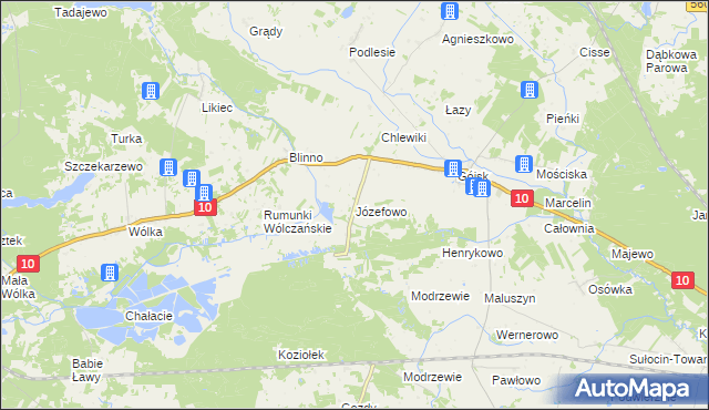 mapa Józefowo gmina Szczutowo, Józefowo gmina Szczutowo na mapie Targeo