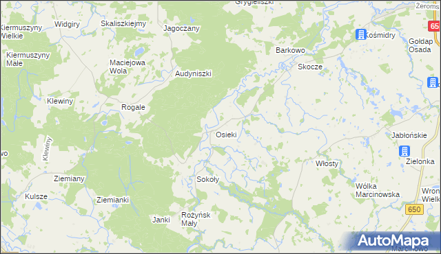 mapa Juchnajcie, Juchnajcie na mapie Targeo