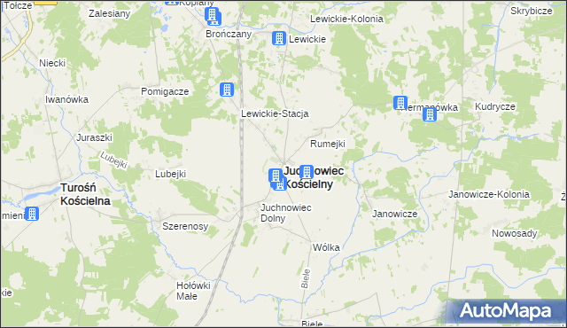 mapa Juchnowiec Kościelny, Juchnowiec Kościelny na mapie Targeo