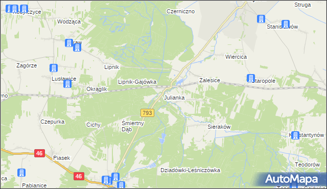 mapa Julianka gmina Przyrów, Julianka gmina Przyrów na mapie Targeo