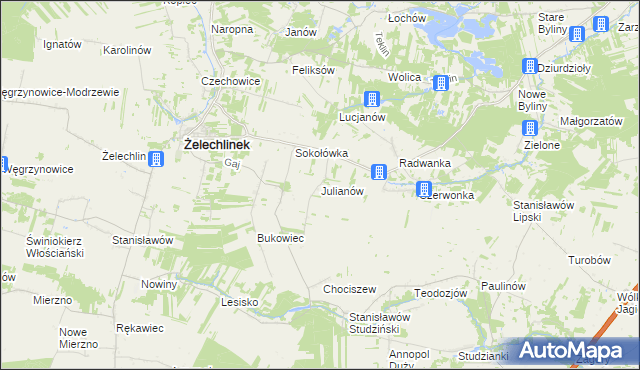 mapa Julianów gmina Żelechlinek, Julianów gmina Żelechlinek na mapie Targeo