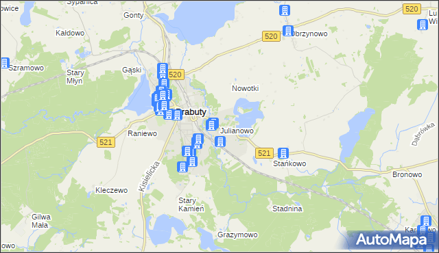 mapa Julianowo gmina Prabuty, Julianowo gmina Prabuty na mapie Targeo