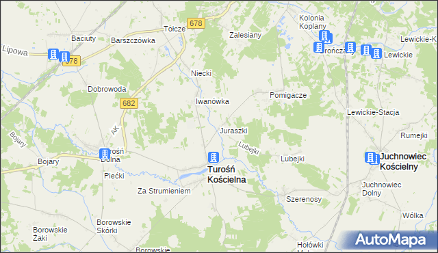 mapa Juraszki, Juraszki na mapie Targeo