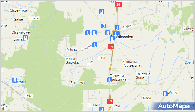 mapa Jurki gmina Kąkolewnica, Jurki gmina Kąkolewnica na mapie Targeo