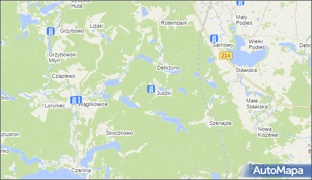 mapa Juszki, Juszki na mapie Targeo