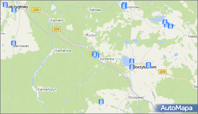 mapa Jutrzenka gmina Borzytuchom, Jutrzenka gmina Borzytuchom na mapie Targeo