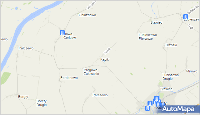 mapa Kącik gmina Nowy Staw, Kącik gmina Nowy Staw na mapie Targeo