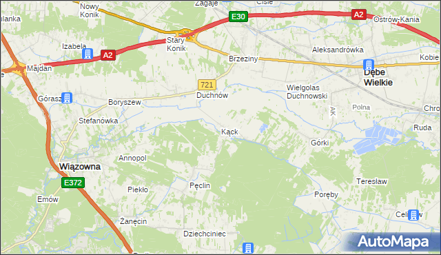 mapa Kąck, Kąck na mapie Targeo