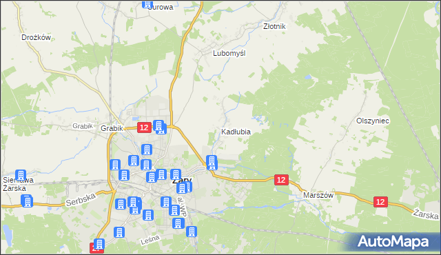 mapa Kadłubia, Kadłubia na mapie Targeo