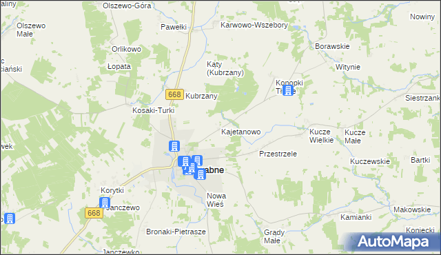 mapa Kajetanowo gmina Jedwabne, Kajetanowo gmina Jedwabne na mapie Targeo