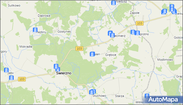 mapa Kaleń gmina Świerzno, Kaleń gmina Świerzno na mapie Targeo