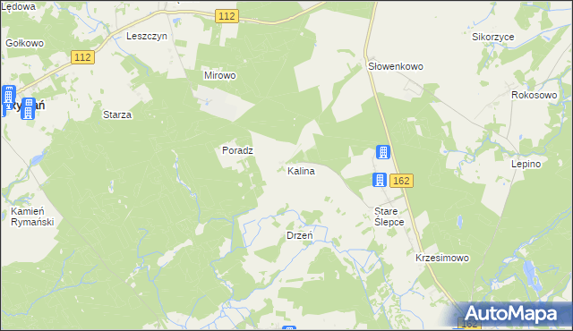 mapa Kalina gmina Sławoborze, Kalina gmina Sławoborze na mapie Targeo
