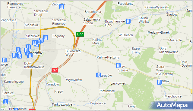 mapa Kalina-Rędziny, Kalina-Rędziny na mapie Targeo