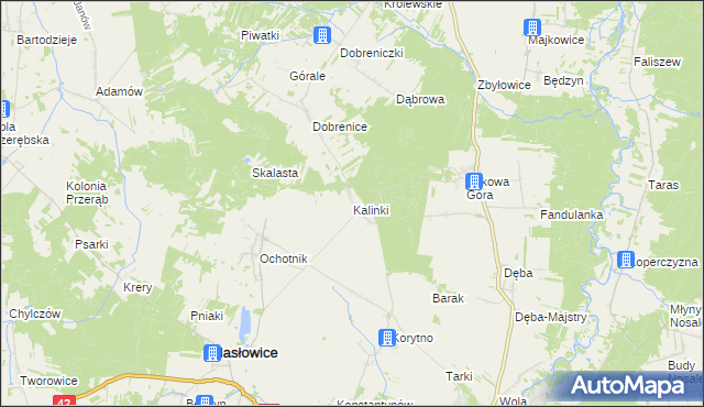 mapa Kalinki gmina Masłowice, Kalinki gmina Masłowice na mapie Targeo