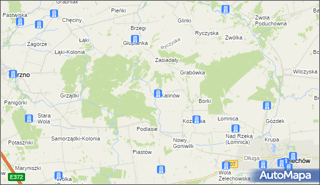 mapa Kalinów gmina Żelechów, Kalinów gmina Żelechów na mapie Targeo