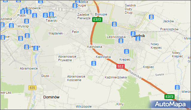 mapa Kalinówka gmina Głusk, Kalinówka gmina Głusk na mapie Targeo