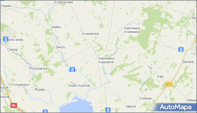 mapa Kalinówka Kościelna, Kalinówka Kościelna na mapie Targeo