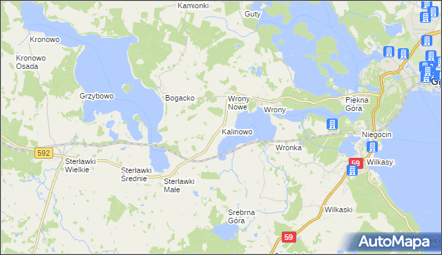 mapa Kalinowo gmina Giżycko, Kalinowo gmina Giżycko na mapie Targeo