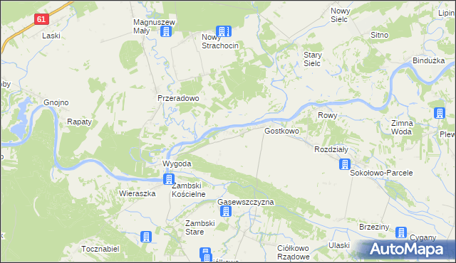 mapa Kalinowo gmina Obryte, Kalinowo gmina Obryte na mapie Targeo