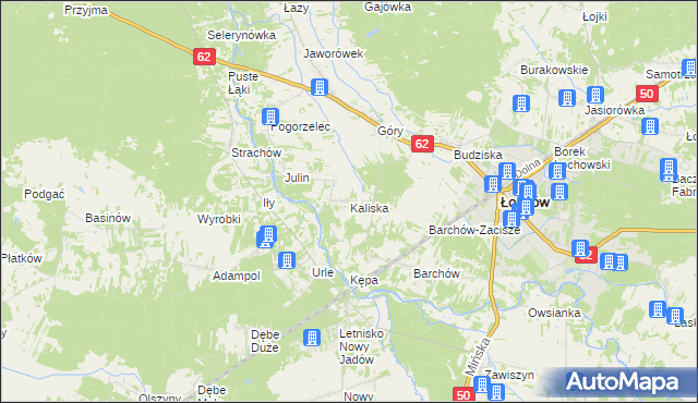 mapa Kaliska gmina Łochów, Kaliska gmina Łochów na mapie Targeo