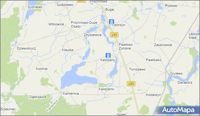 mapa Kaliszany gmina Wągrowiec, Kaliszany gmina Wągrowiec na mapie Targeo