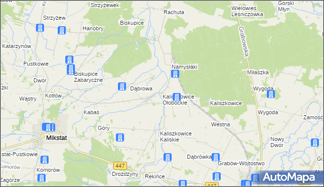 mapa Kaliszkowice Ołobockie, Kaliszkowice Ołobockie na mapie Targeo