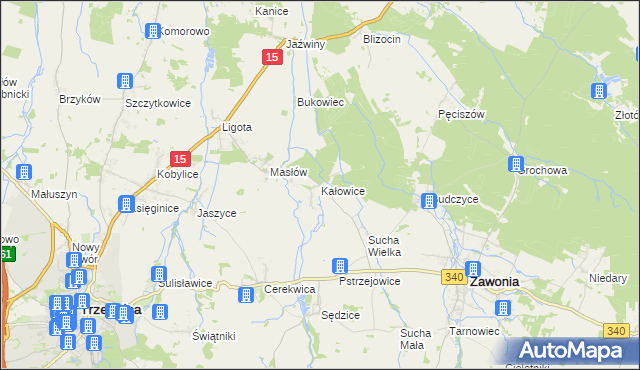 mapa Kałowice, Kałowice na mapie Targeo