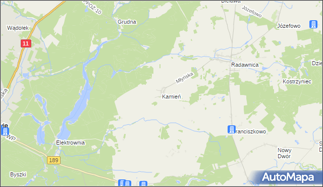 mapa Kamień gmina Złotów, Kamień gmina Złotów na mapie Targeo