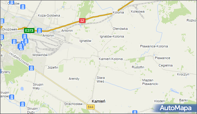 mapa Kamień-Kolonia gmina Kamień, Kamień-Kolonia gmina Kamień na mapie Targeo