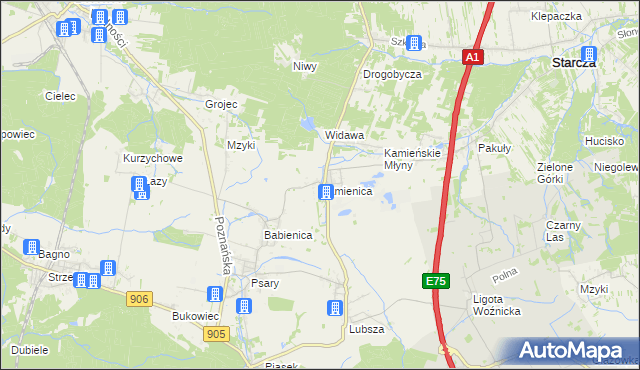 mapa Kamienica gmina Woźniki, Kamienica gmina Woźniki na mapie Targeo