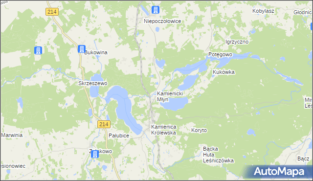 mapa Kamienicki Młyn, Kamienicki Młyn na mapie Targeo