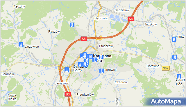 mapa Kamienna Góra, Kamienna Góra na mapie Targeo