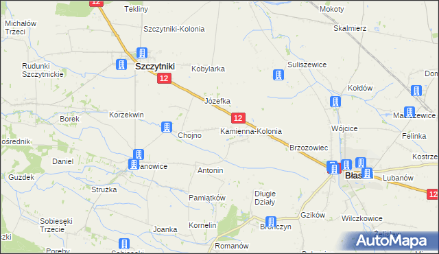 mapa Kamienna-Kolonia, Kamienna-Kolonia na mapie Targeo