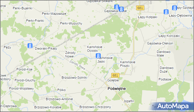 mapa Kamińskie Jaski, Kamińskie Jaski na mapie Targeo