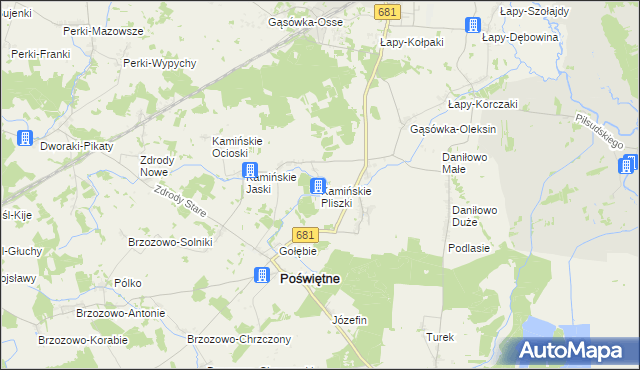 mapa Kamińskie Pliszki, Kamińskie Pliszki na mapie Targeo