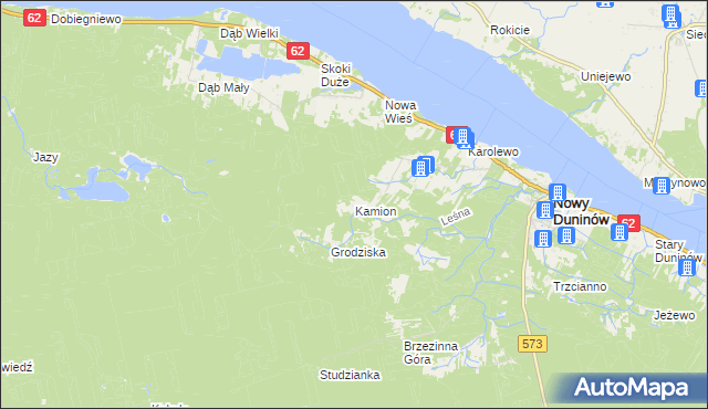 mapa Kamion gmina Nowy Duninów, Kamion gmina Nowy Duninów na mapie Targeo