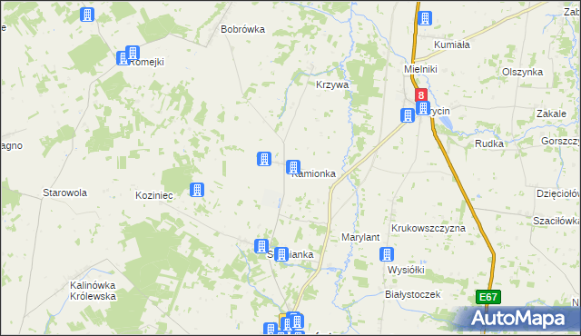 mapa Kamionka gmina Jasionówka, Kamionka gmina Jasionówka na mapie Targeo