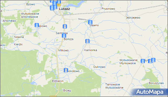 mapa Kamionka gmina Lubasz, Kamionka gmina Lubasz na mapie Targeo