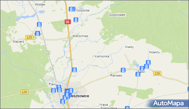 mapa Kamionka gmina Mieszkowice, Kamionka gmina Mieszkowice na mapie Targeo