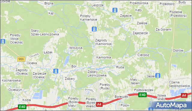 mapa Kamionka gmina Ostrów, Kamionka gmina Ostrów na mapie Targeo