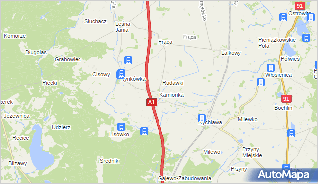 mapa Kamionka gmina Smętowo Graniczne, Kamionka gmina Smętowo Graniczne na mapie Targeo