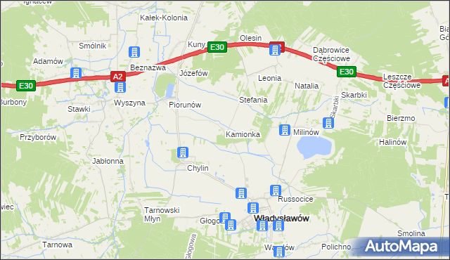 mapa Kamionka gmina Władysławów, Kamionka gmina Władysławów na mapie Targeo